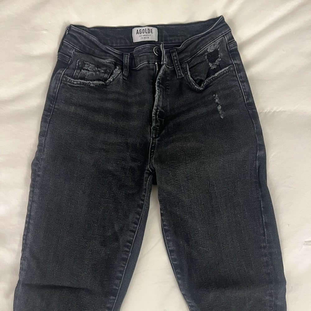 Agolde Women's Dark Gray Straight Leg Jeans